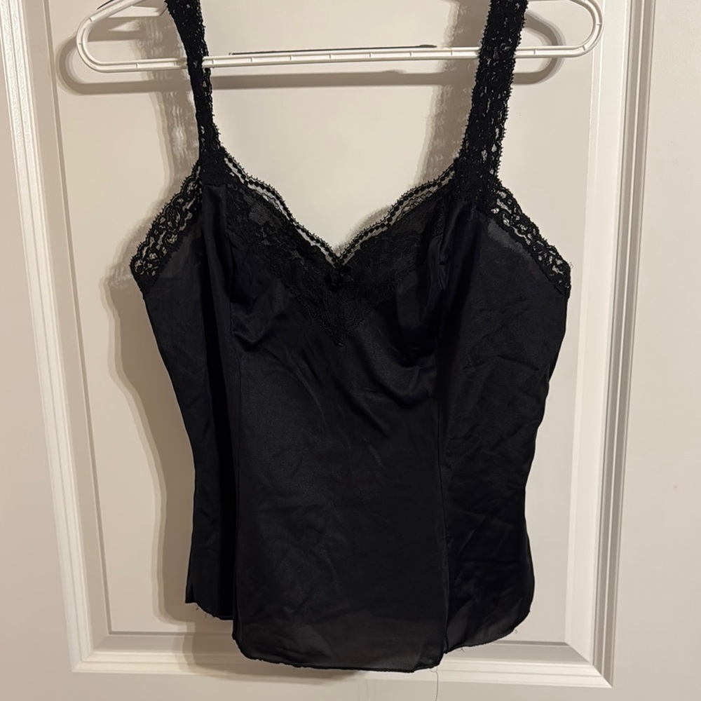 Elegant Black Lace Trim Cami Top